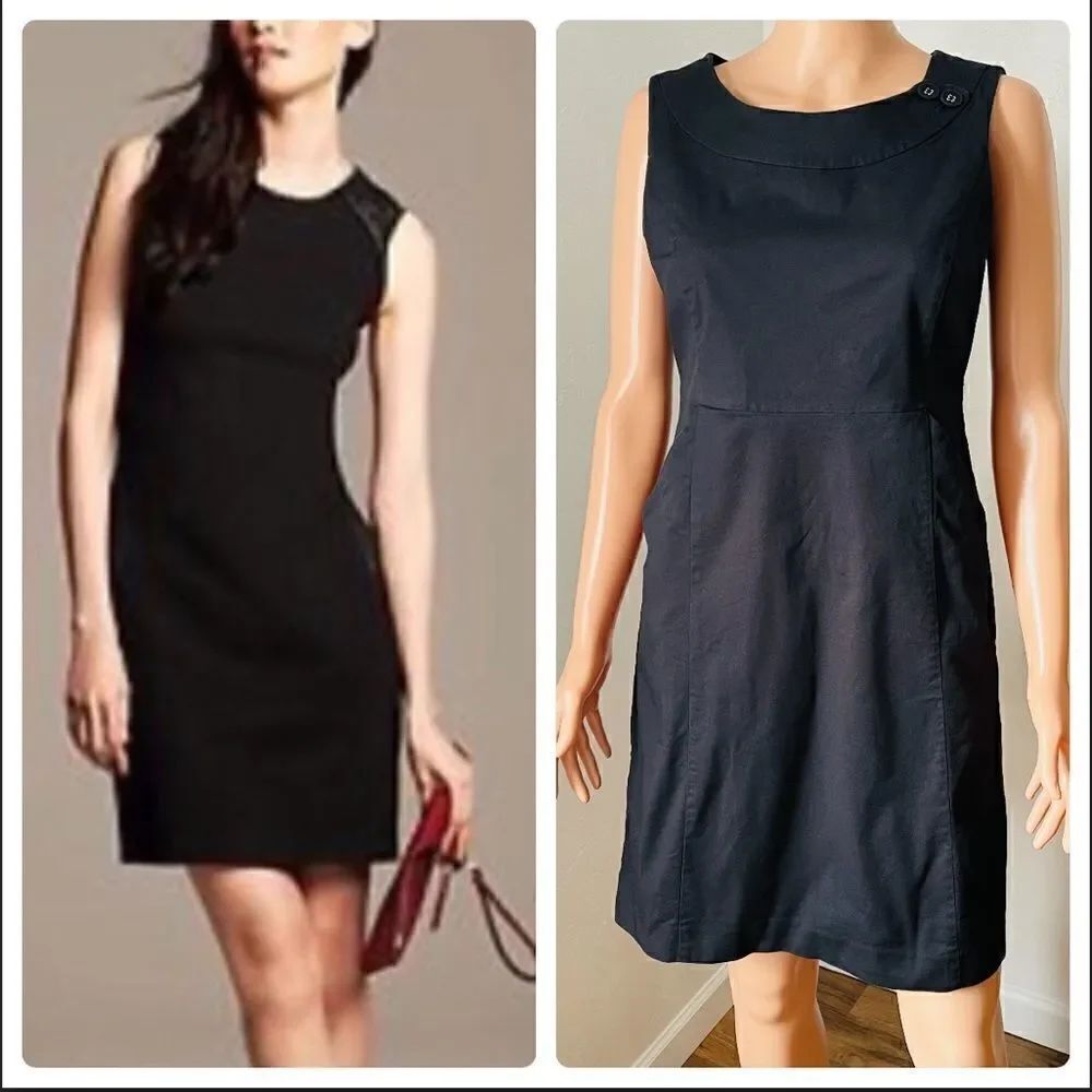 Banana Republic Black Front Pockets Sheath Dress Size 6